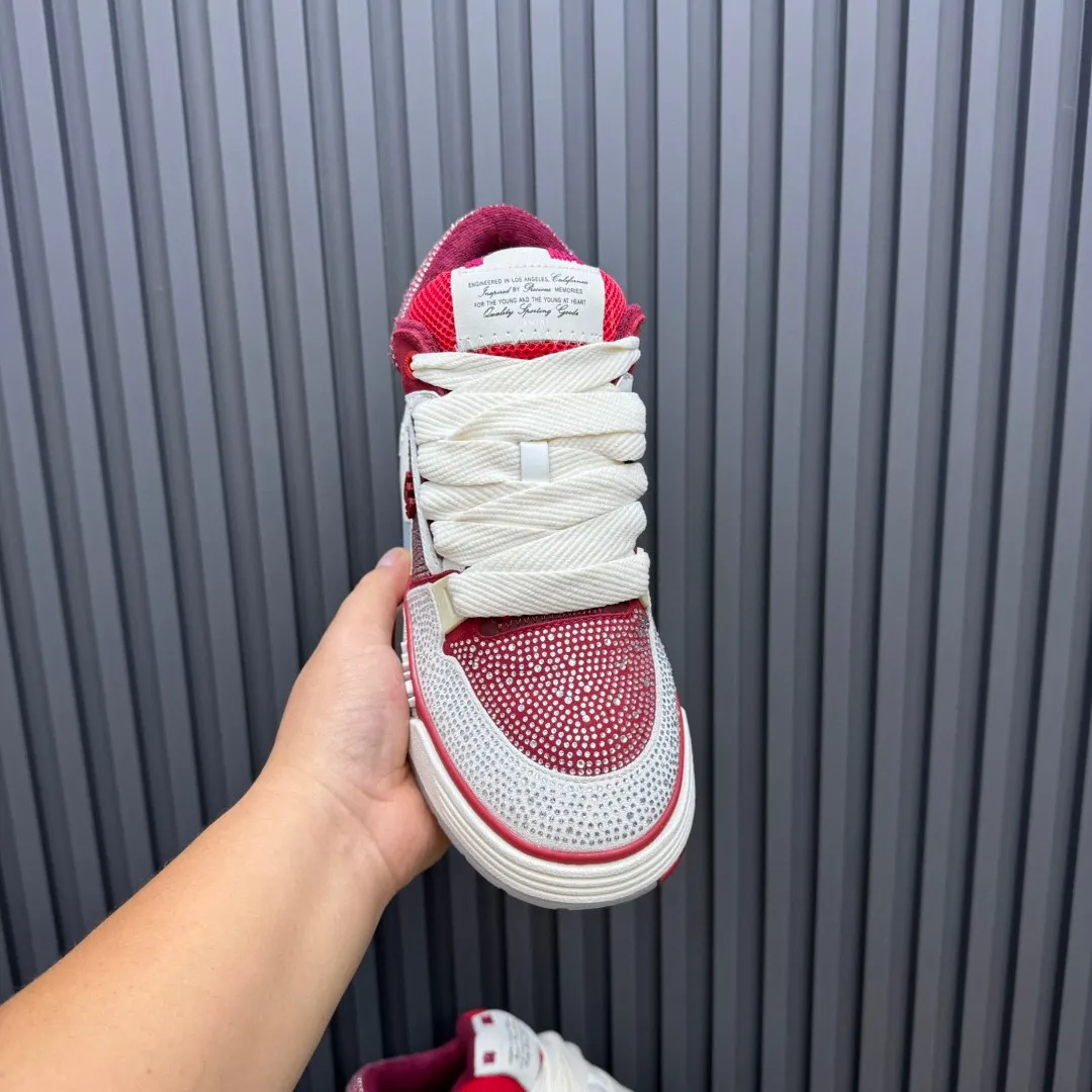 Men's men's shoes 💰800 AMIRI Amir Couple's new hot brick high street sneakers with bone sports shoes, toe-layer cowhide upper, upper side bones, purely hand-stitched, with good three-dimensional effect, customized metal LOGO, code number 35-44 (45, 46 customized)